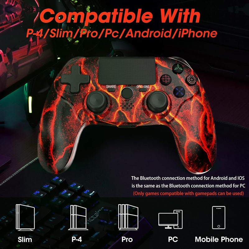 CNH Wireless Controller for PS4,compatible with ps4/slim/pro and windows pc 6-Axis Gyro/Multi Touch Pad/3.5mm Audio Jack/800mAh Battery and Speaker (red) - Image 4